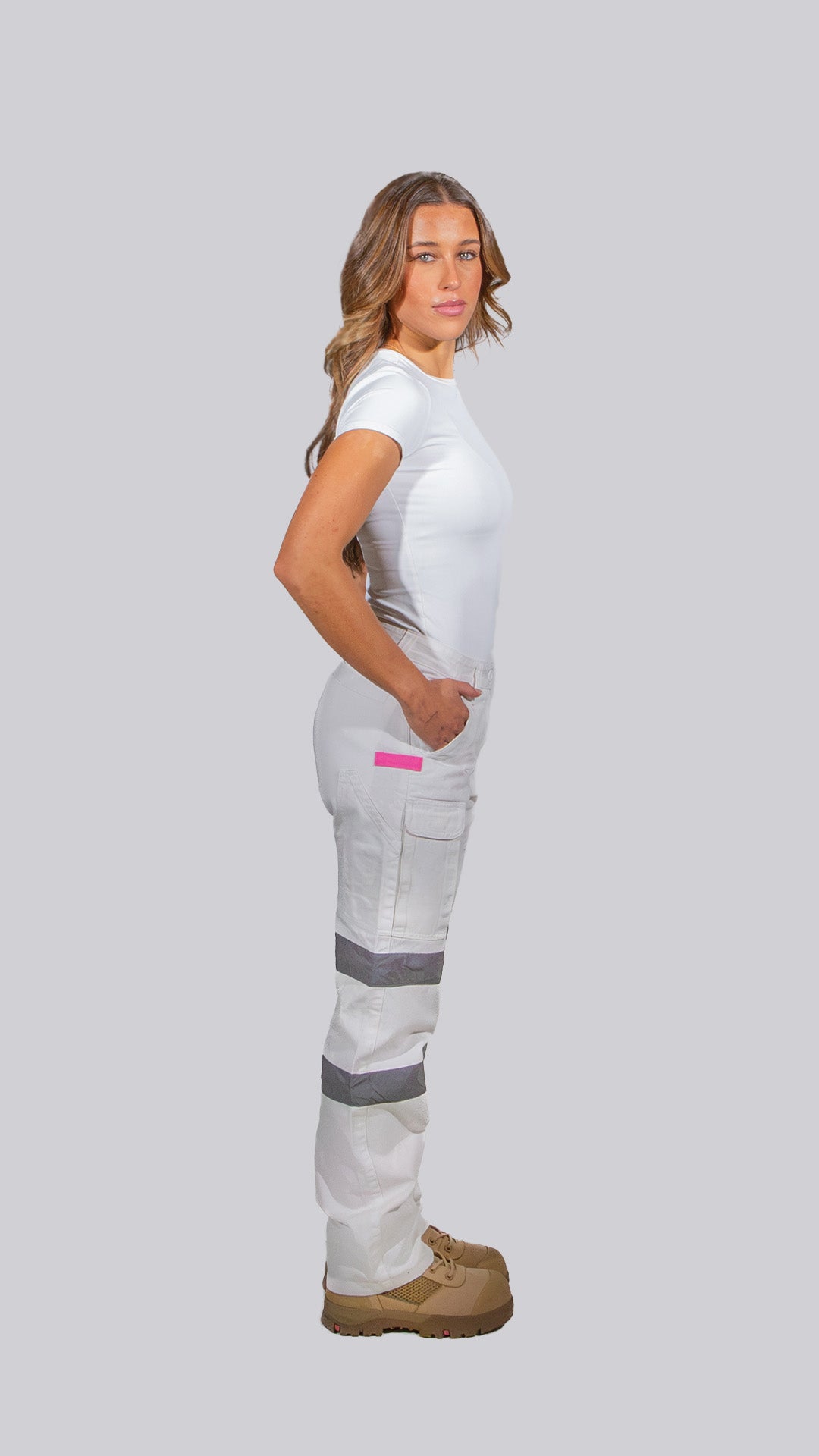Work Pants White Reflective